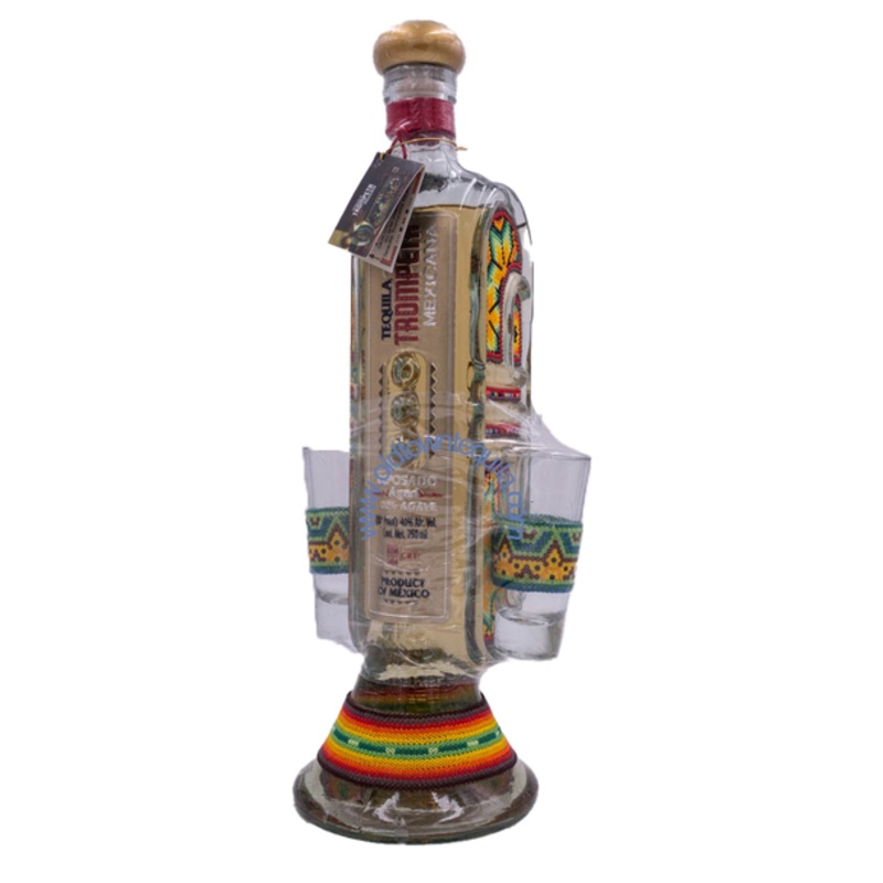 Trompeta Reposado Tequila  Beaded With Two Shots Glasses