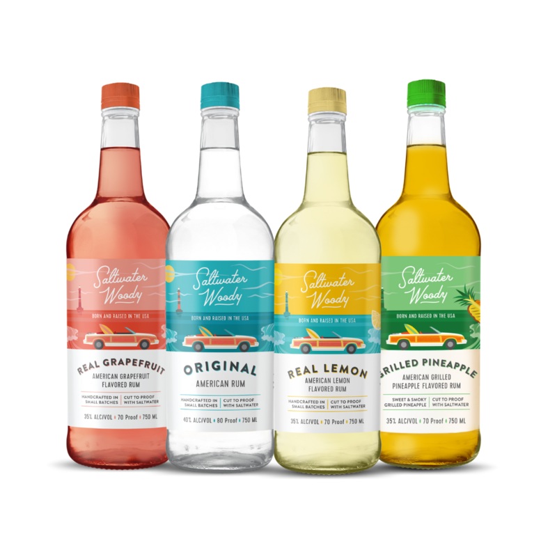 Saltwater Woody American Rum Variety Pack (4) Bottle Bundle