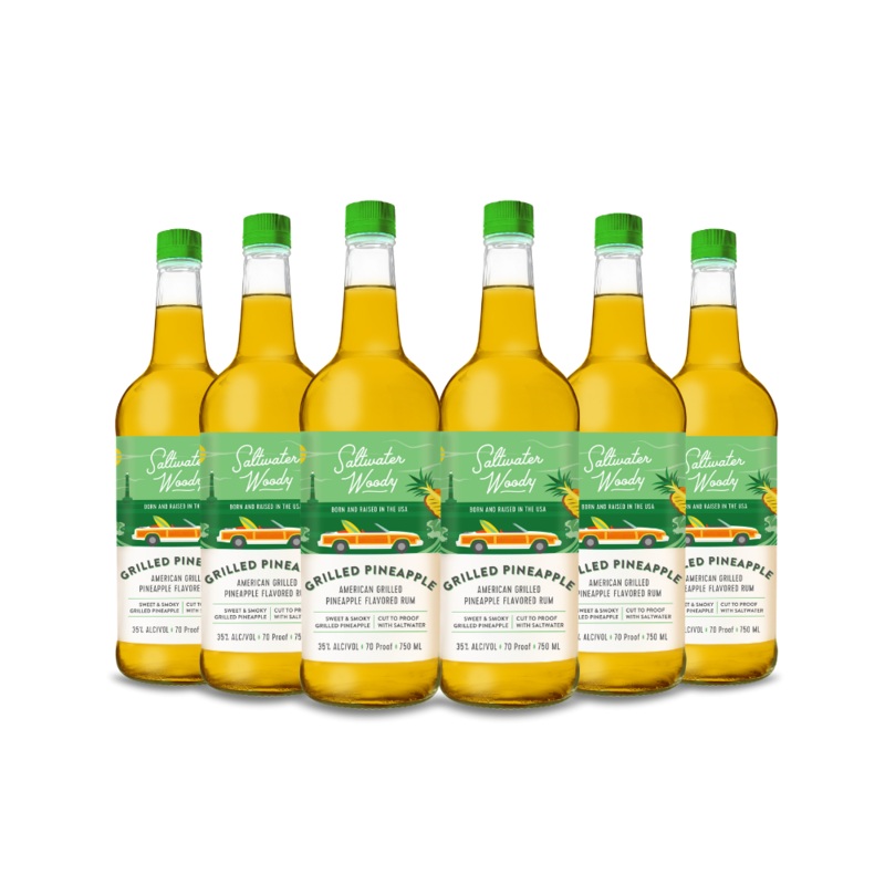 Saltwater Woody Grilled Pineapple American Grilled Pineapple Flavored Rum (6) Bottle Bundle