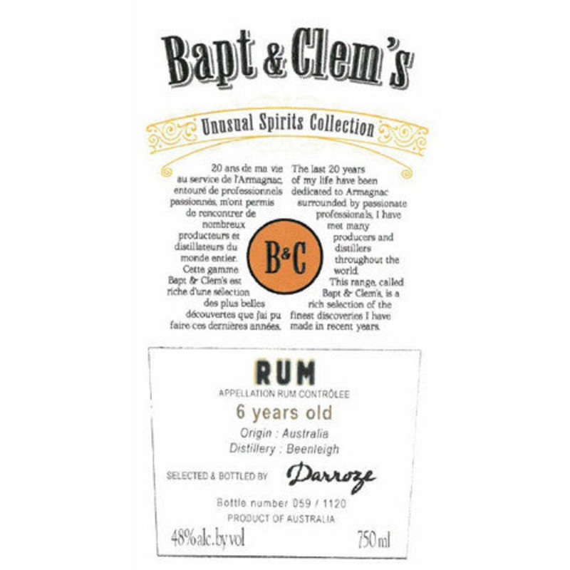 Bapt & Clem's 6 year Old Australia from Beenleigh Distillery Finished in Jurancon Cask Rum