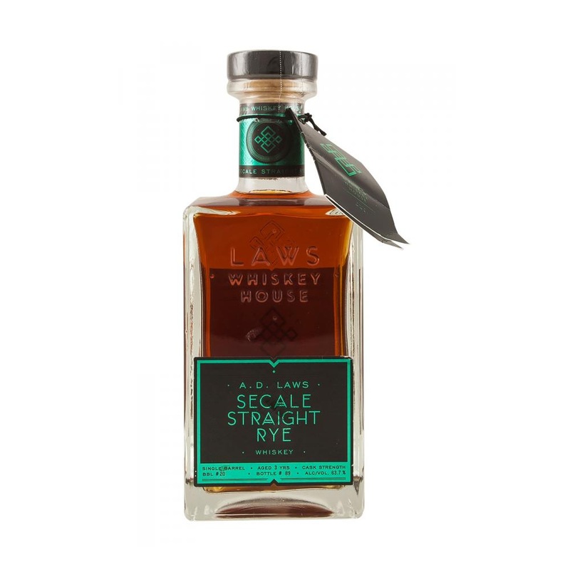 A.D. Laws Single Barrel #20 3 Year Old Cask Strength Secale Straight Rye Whiskey