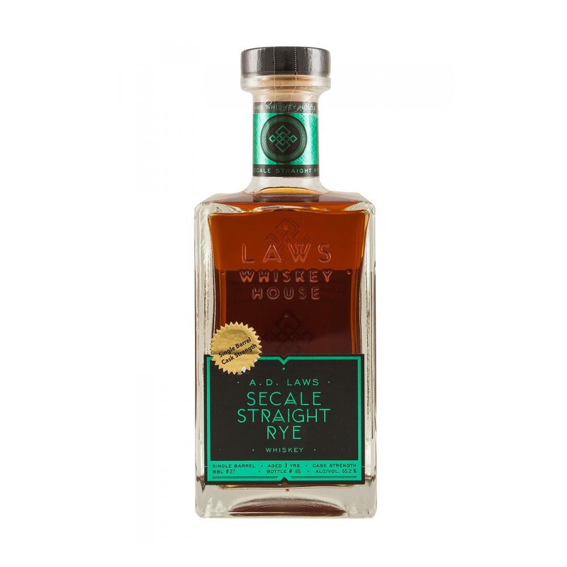 A.D. Laws Single Barrel #27 3 Year Old Cask Strength Secale Straight Rye Whiskey