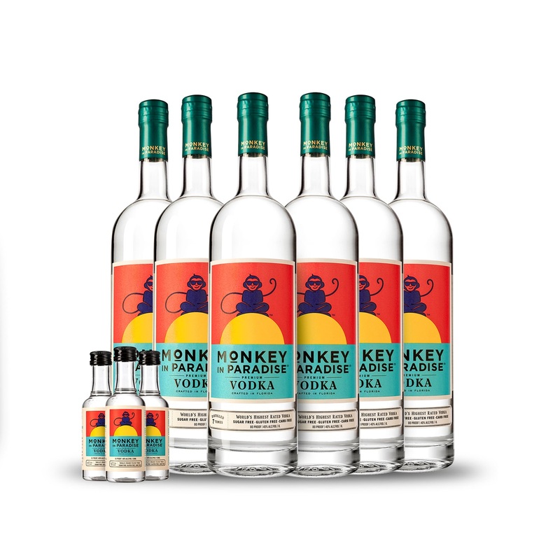 Monkey In Paradise Vodka 1 Liter (6) PACK CASE w/Free Minis (3)