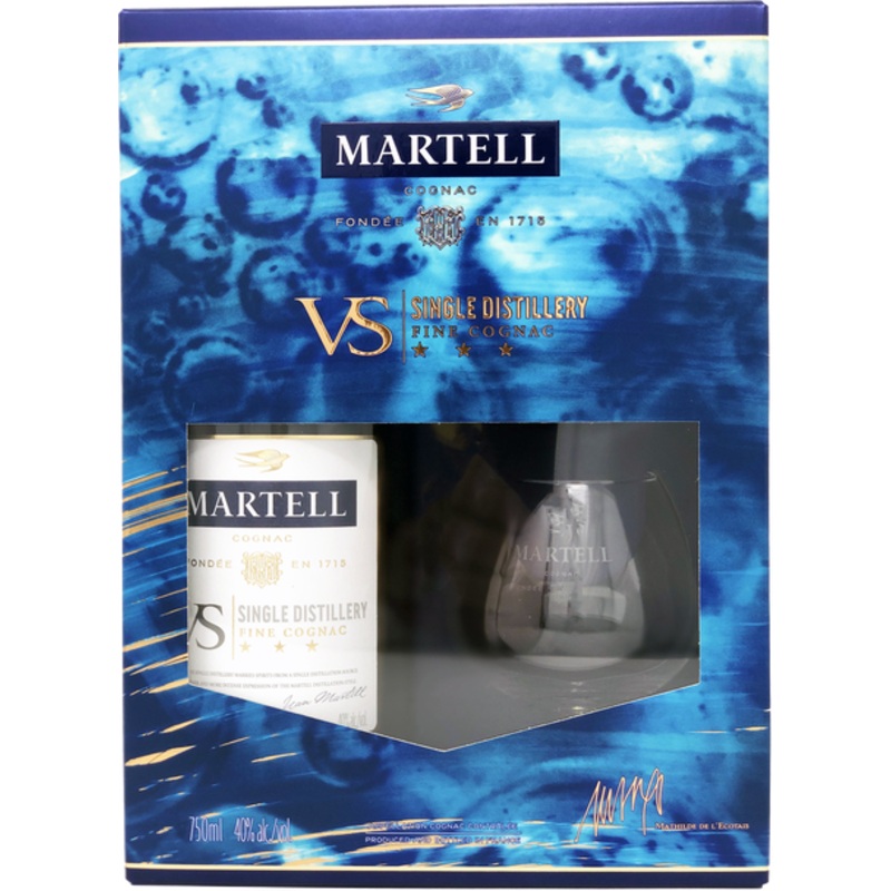 Martell VS Single Distillery Fine Cognac W/2 Glass