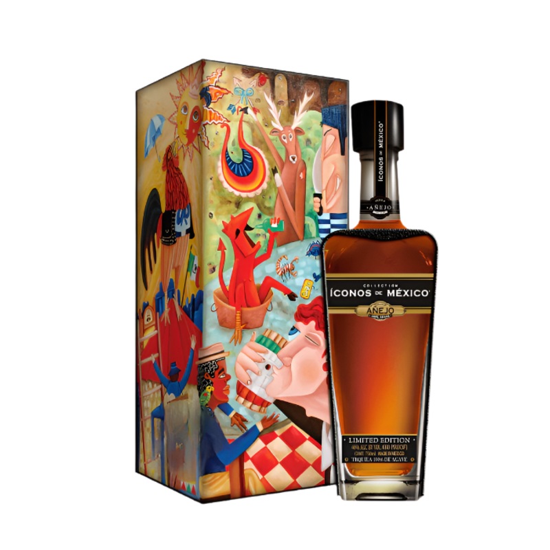 Iconos de Mexico Mexican Lottery Wooden Box Anejo Tequila